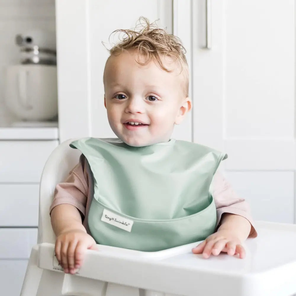 Tiny Twinkle Mess-Proof Easy Bib Pack of 3 - Cowboy, Cinnamon &amp; Sage - (6-36 Months)