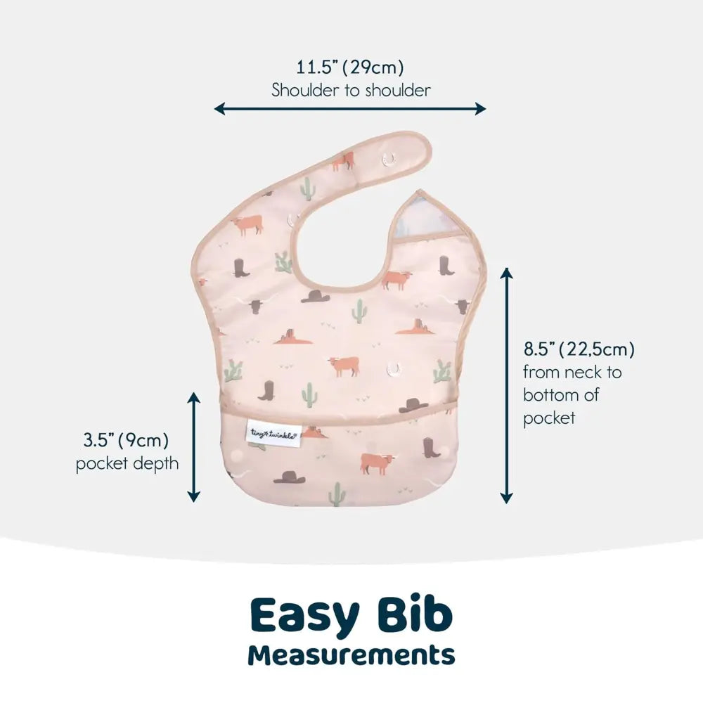 Tiny Twinkle Mess-Proof Easy Bib Pack of 3 - Cowboy, Cinnamon &amp; Sage - (6-36 Months)