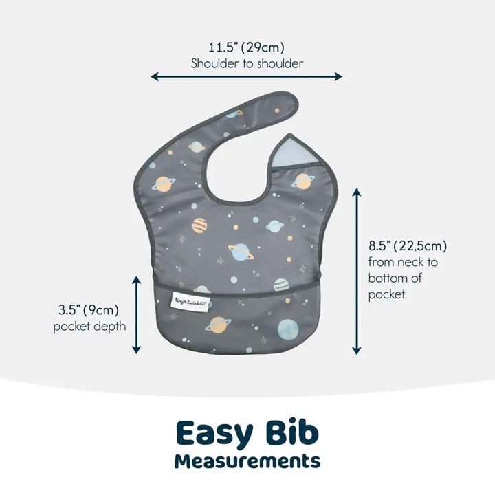 Tiny Twinkle Mess-Proof Easy Bib Pack of 3 - Space, Ice Blue &amp; Grey - (6-36 Months)