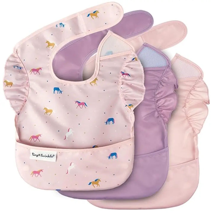 Tiny Twinkle Mess-Proof Easy Bib Pack of 3 - Unicorn - (6-36 Months)