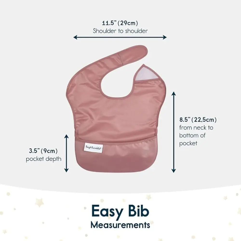 Tiny Twinkle Mess-Proof Easy Bib Pack of 3 - Taupe, Lilac &amp; Rose - (6-36 Months)