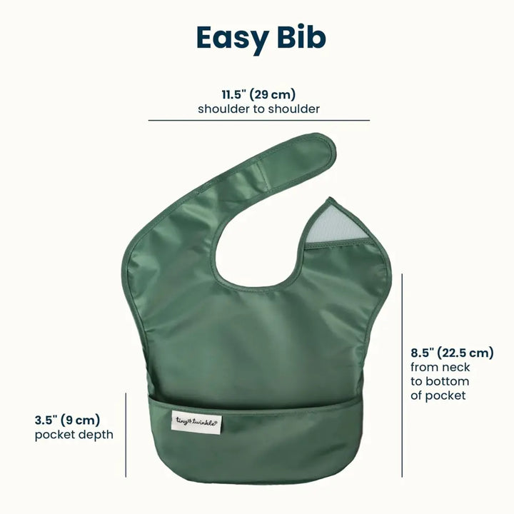 Tiny Twinkle Mess-Proof Easy Bib Pack of 3 - Olive, Sage &amp; Slate - (6-36 Months)