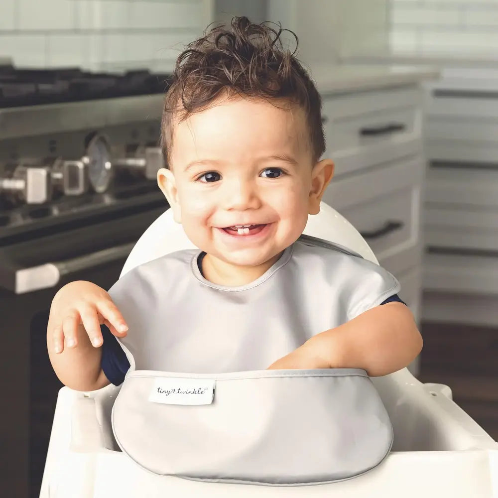 Tiny Twinkle Mess-Proof Easy Bib Pack of 3 - Slate, Gray &amp; Olive - (6-36 Months)