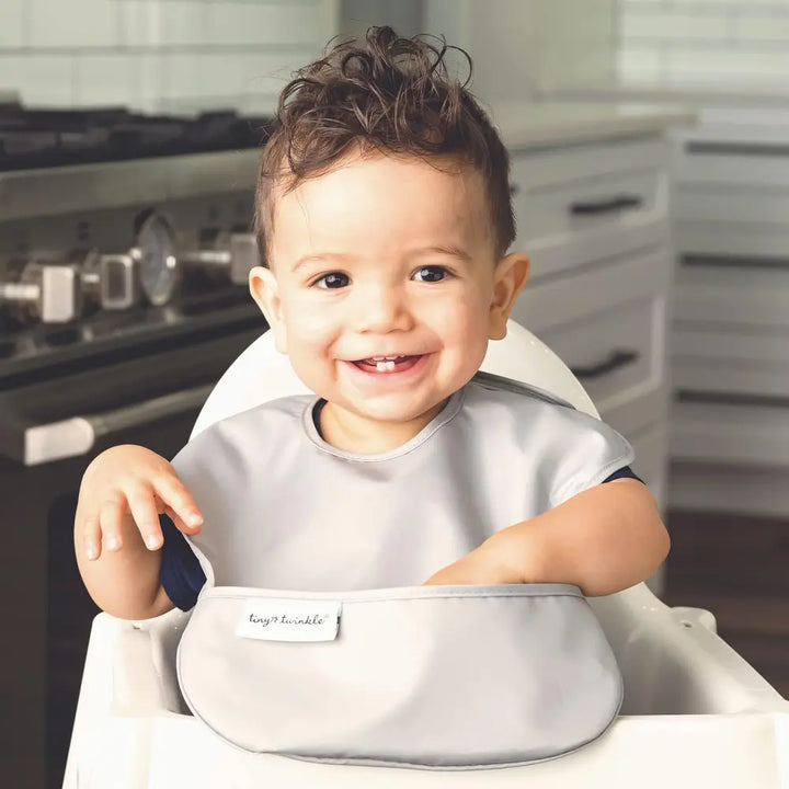 Tiny Twinkle Mess-Proof Easy Bib Pack of 3 - Slate, Gray &amp; Olive - (6-36 Months)