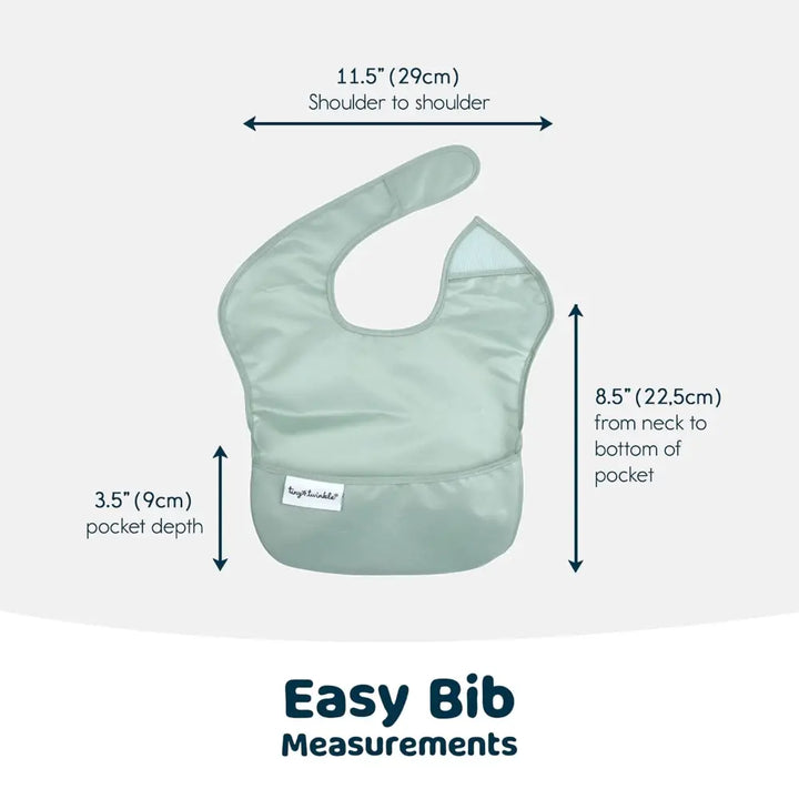 Tiny Twinkle Mess-Proof Easy Bib Pack of 3 - Recycled Sage, Charcoal &amp; Sky Blue - (6-36 Months)