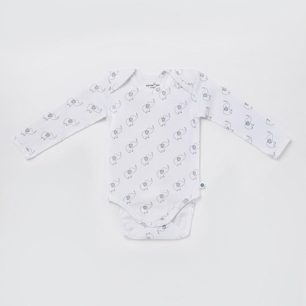 Cotton Bug Full Sleeves Romper - Set of 3 - Elephant