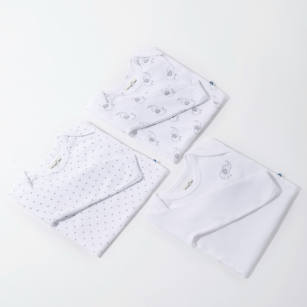 Cotton Bug Full Sleeves Romper - Set of 3 - Elephant