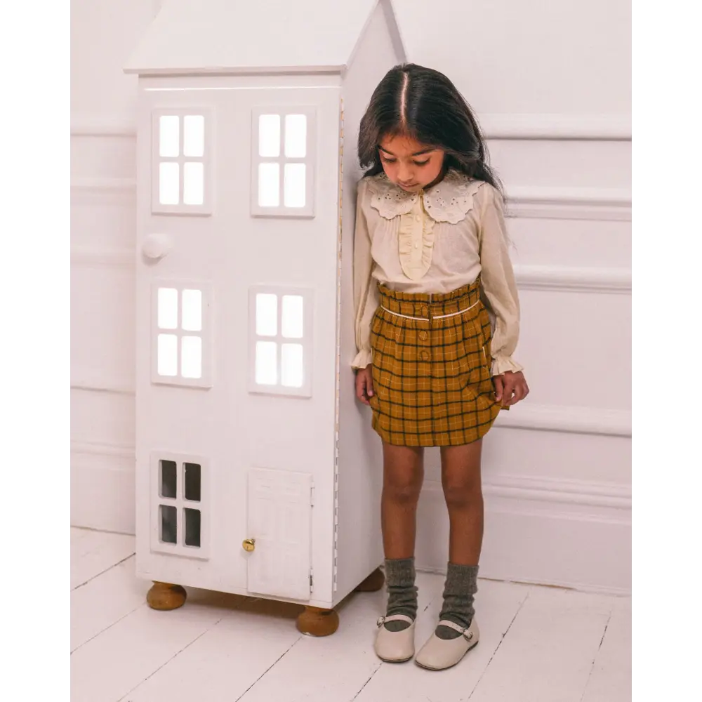 Early Sunday Hilda Skirt - Almond Checks - 03Y