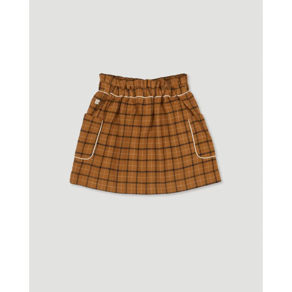 Early Sunday Hilda Skirt - Almond Checks - 02Y