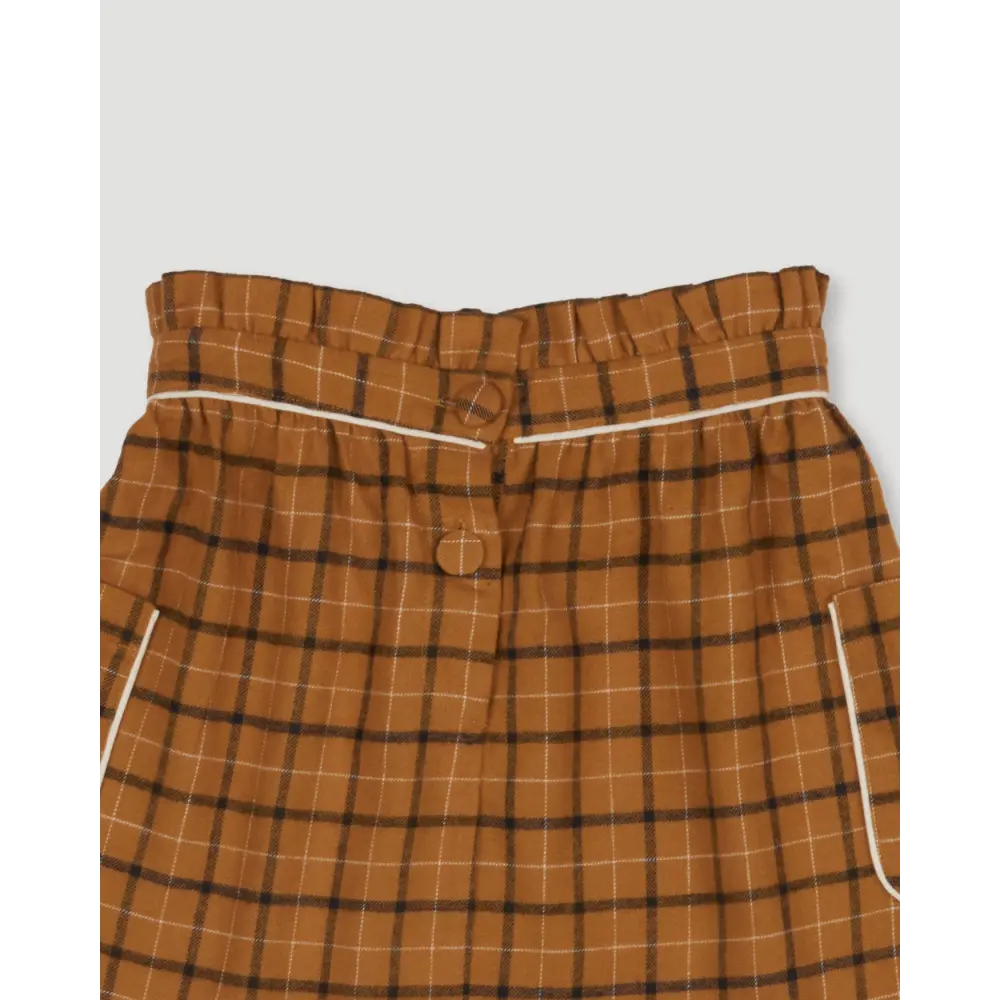 Early Sunday Hilda Skirt - Almond Checks - 02Y