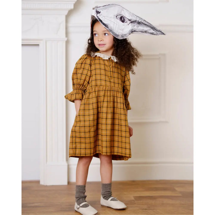 Early Sunday Jacky Dress - Almond Checks - 05Y