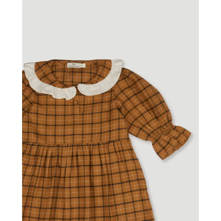 Early Sunday Jacky Dress - Almond Checks - 05Y