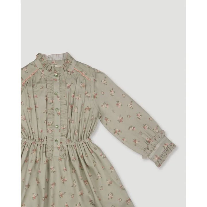 Early Sunday Dawn Dress - Ditsy Bouquet Jade print - 04Y