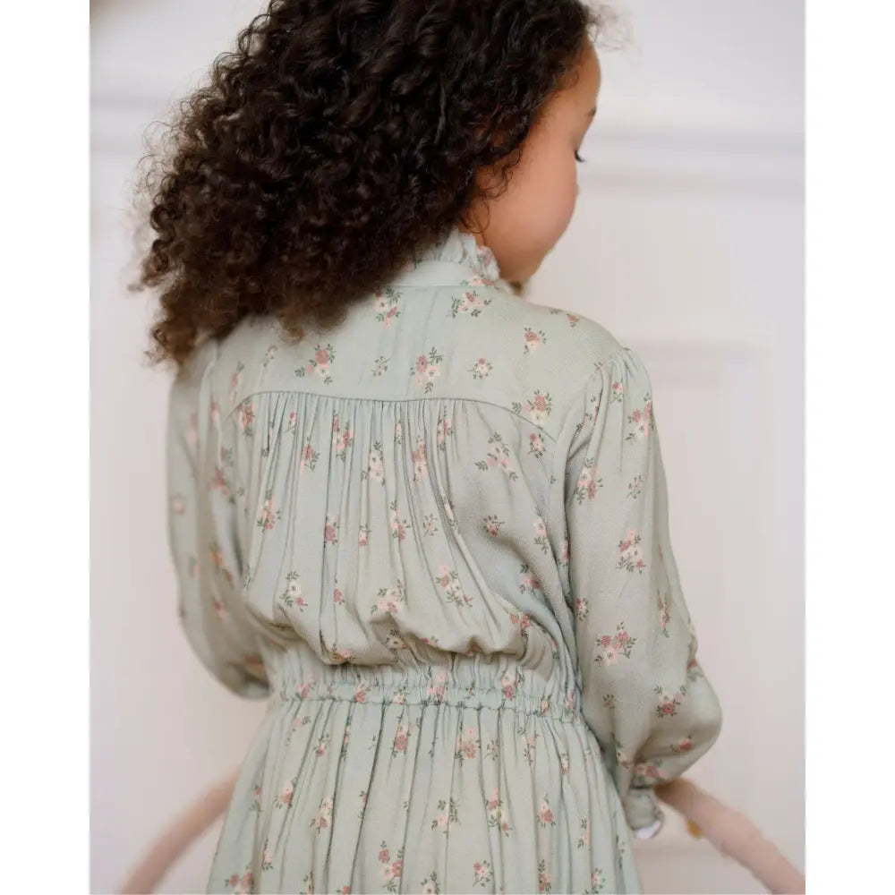 Early Sunday Dawn Dress - Ditsy Bouquet Jade print - 04Y