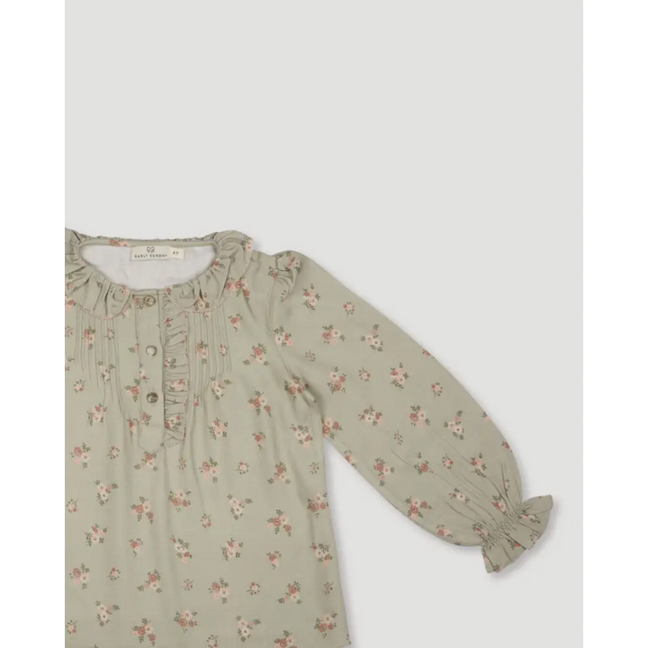 Early Sunday Julianne Blouse - Ditsy Bouquet Jade print - 02Y