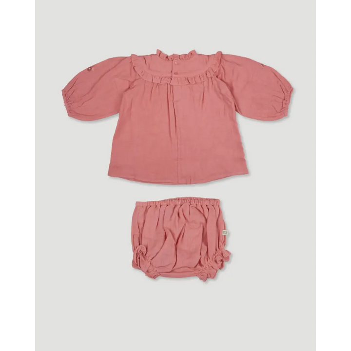 Early Sunday Charlie Baby Dress &amp; Bloomer Set - Rose