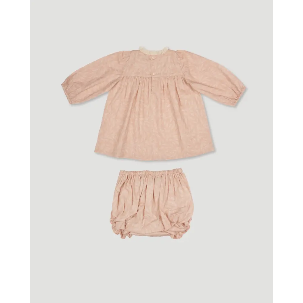 Early Sunday Billie Baby Dress &amp; Bloomer Set - Feather Print