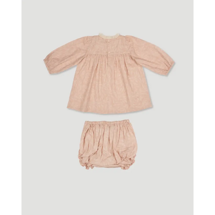 Early Sunday Billie Baby Dress &amp; Bloomer Set - Feather Print