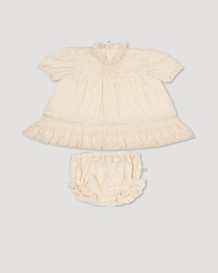 Early Sunday Mae Baby Dress &amp; Bloomer - Hazelnut Cream