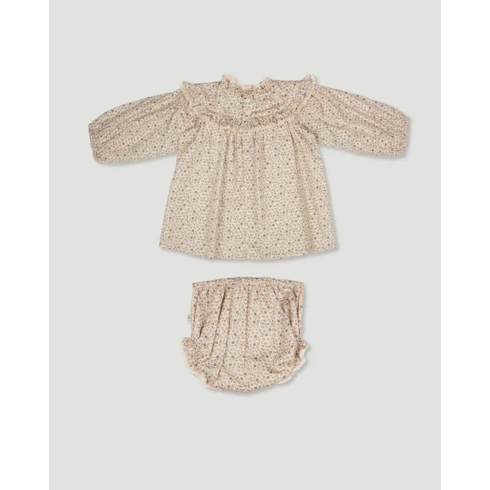 Early Sunday Charlie Baby Dress &amp; Bloomer Set - Miny Flowers Print