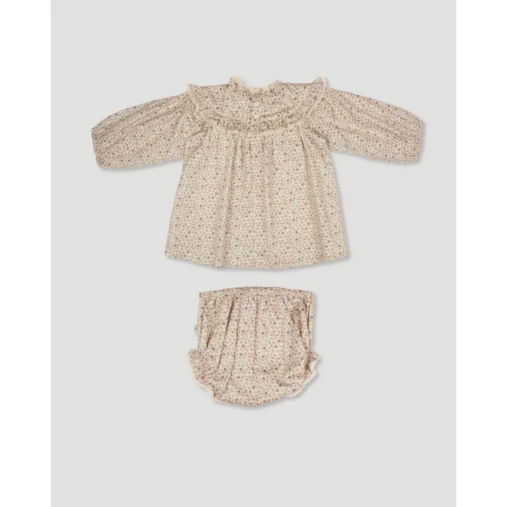 Early Sunday Charlie Baby Dress &amp; Bloomer Set - Miny Flowers Print