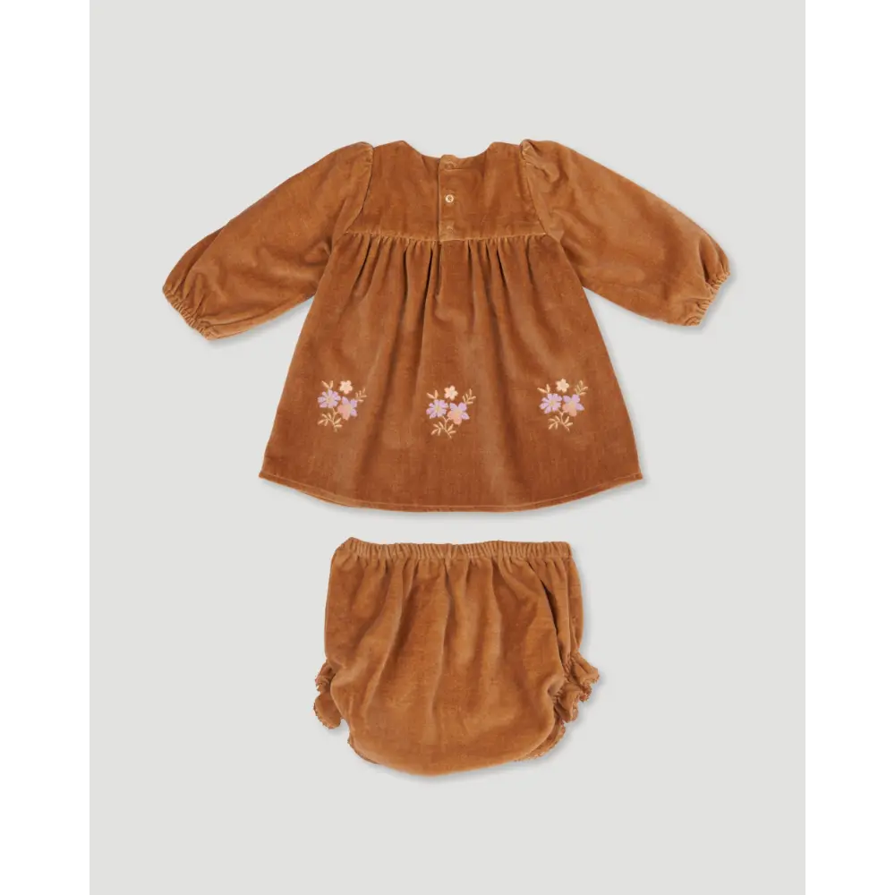 Early Sunday Joni Baby Dress &amp; Bloomer Set - Almond