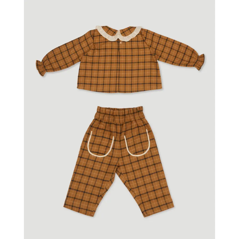 Early Sunday Penny &amp; Fifi Baby Set - Almond Checks