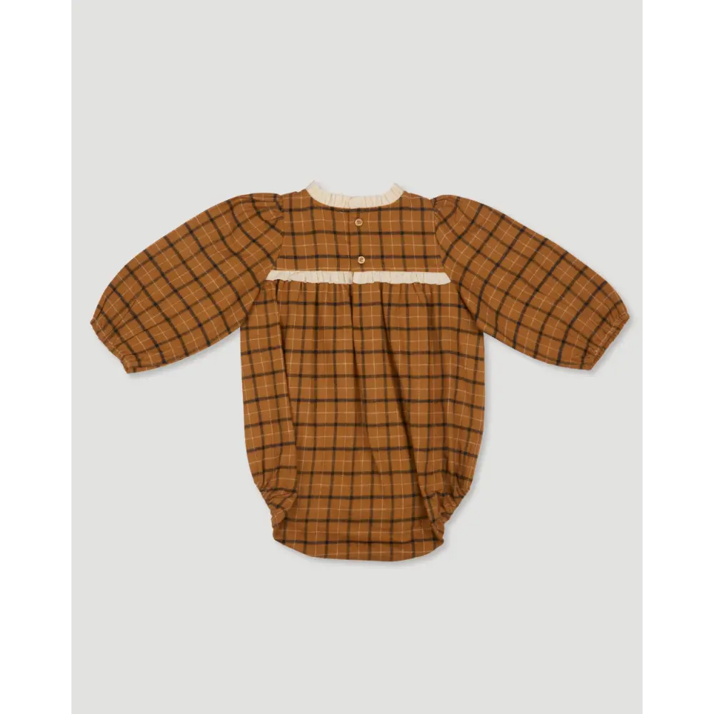 Early Sunday Kayla Baby Romper - Almond Checks