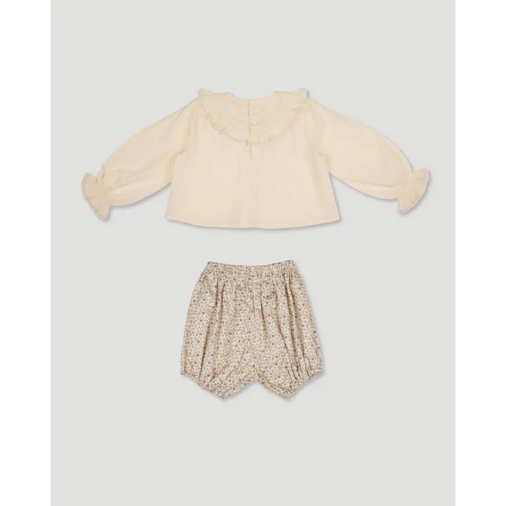 Early Sunday Amy Baby Blouse &amp; Bloomer Set - Hazelnut Cream &amp; Mini Flowers print