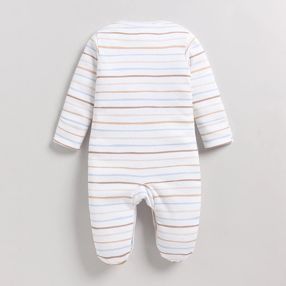 Cot &amp; Candy Baby Organic Footed Sleepsuit - Earthy Stripe
