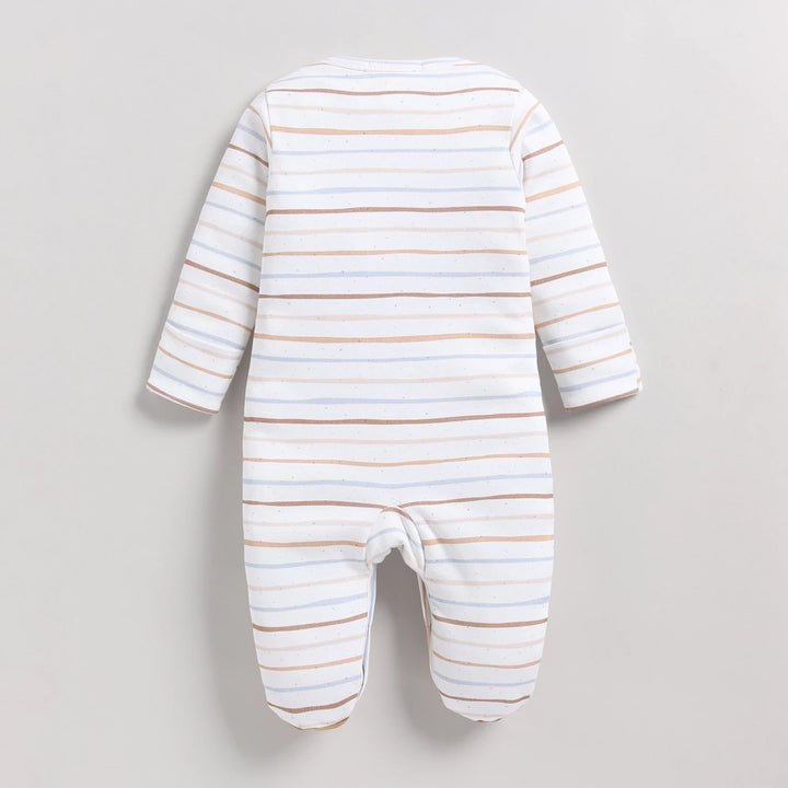 Cot &amp; Candy Baby Organic Footed Sleepsuit - Earthy Stripe
