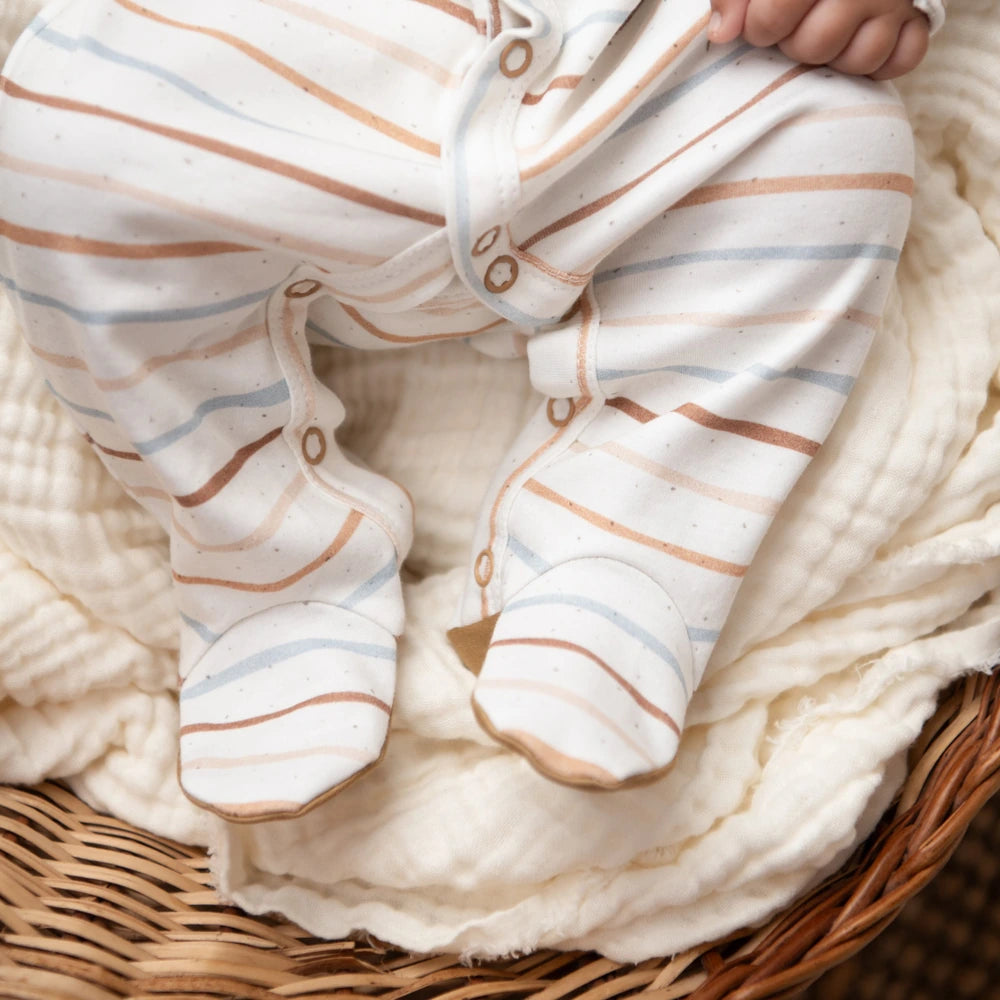 Cot &amp; Candy Baby Organic Footed Sleepsuit - Earthy Stripe