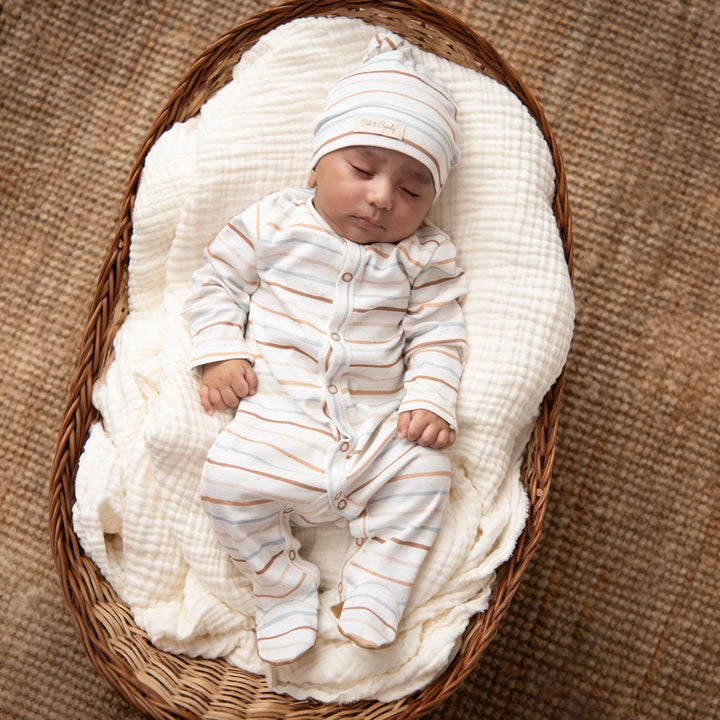 Cot &amp; Candy Baby Organic Footed Sleepsuit - Earthy Stripe