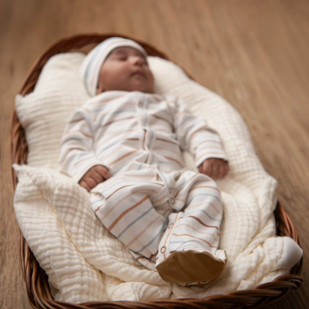 Cot &amp; Candy Baby Organic Footed Sleepsuit - Earthy Stripe