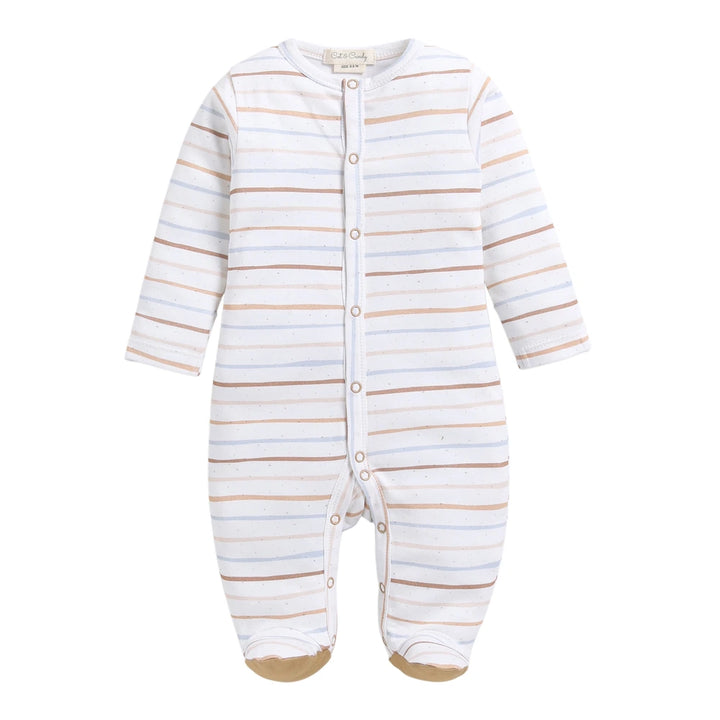 Cot &amp; Candy Baby Organic Footed Sleepsuit - Earthy Stripe