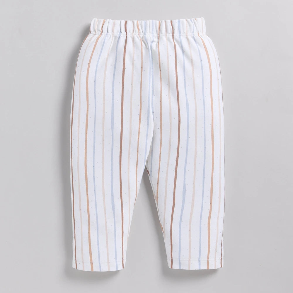 Cot &amp; Candy Baby Organic Long Sleeve Tee with Drawstring Leggings - Earthy stripe