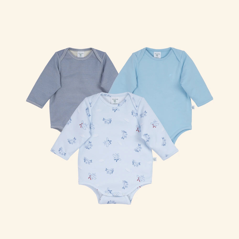 Tiny Twig Easyneck Sky Patrol Bodysuit Set - Multi (Pack of 3)