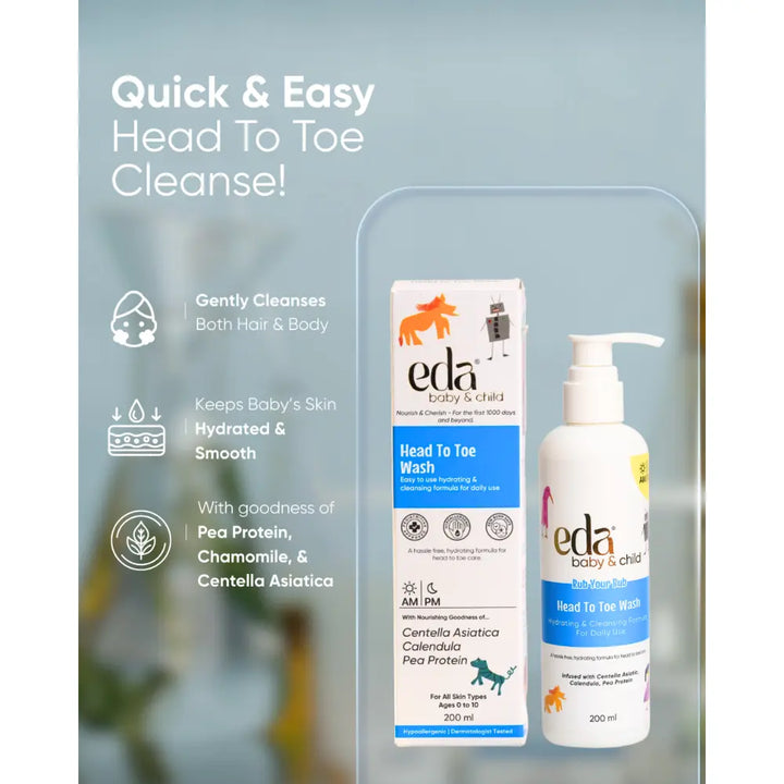 Eda Baby &amp; Child Rub Your Bub Head to Toe Body Wash for Kids | Gentle Daily Cleanse for Hair and Skin with Mild Formula Suitable for All Baby Skin Types