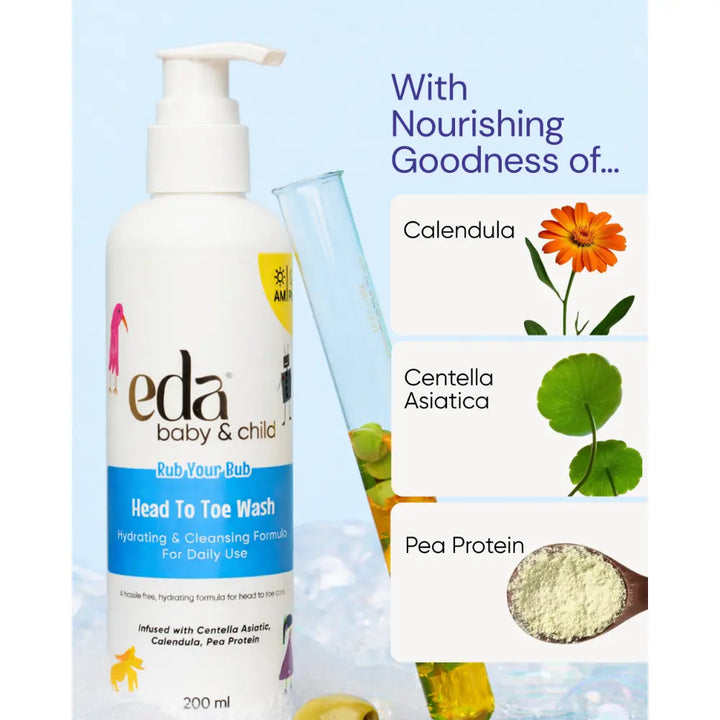 Eda Baby &amp; Child Rub Your Bub Head to Toe Body Wash for Kids | Gentle Daily Cleanse for Hair and Skin with Mild Formula Suitable for All Baby Skin Types