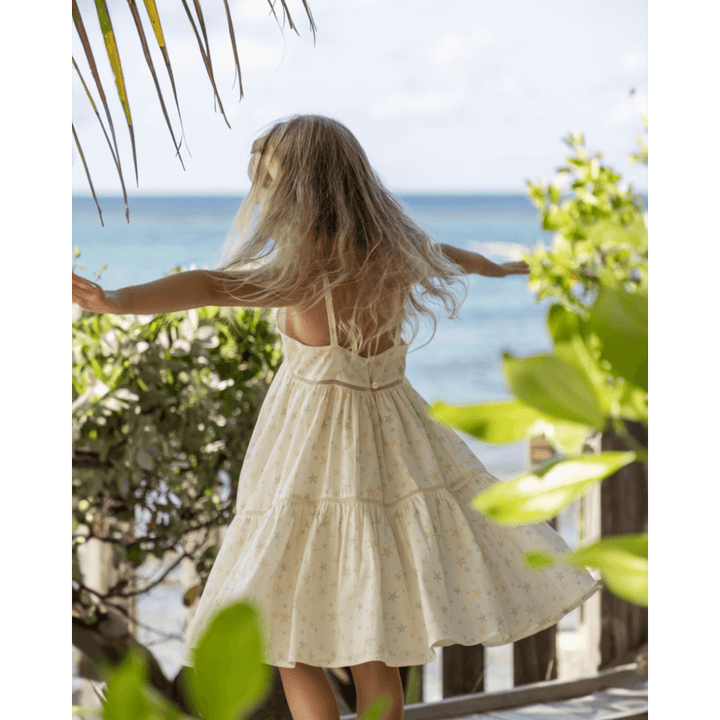 Early Sunday Girls Printed Cotton Cambric Dress - Star Fish