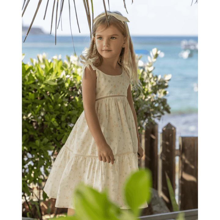 Early Sunday Girls Printed Cotton Cambric Dress - Star Fish
