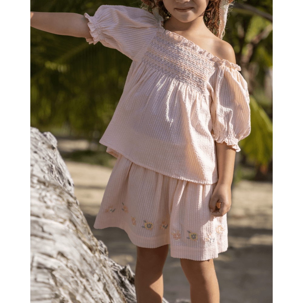 Early Sunday Cotton Seersucker Luna Skirt - Warm Sand