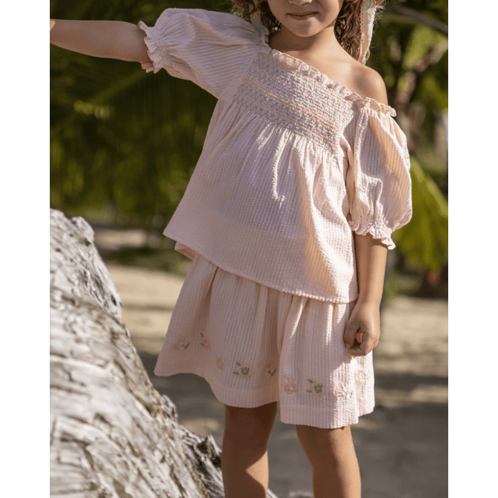 Early Sunday Cotton Seersucker Luna Skirt - Warm Sand
