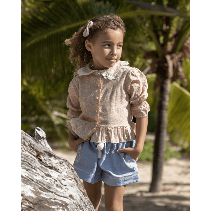 Early Sunday Iris Blouse - Garden Flower