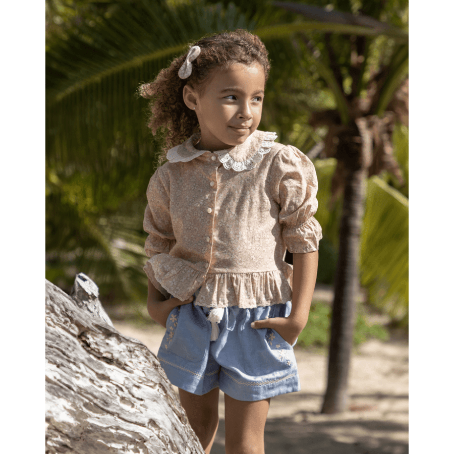 Early Sunday Iris Blouse - Garden Flower