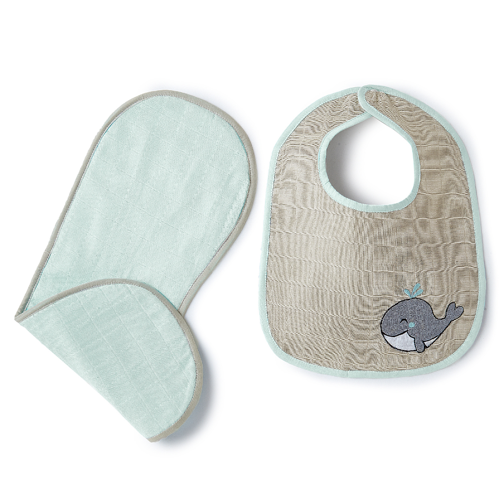 The White Cradle Baby Bib & Burp Cloth (Set of 2 )