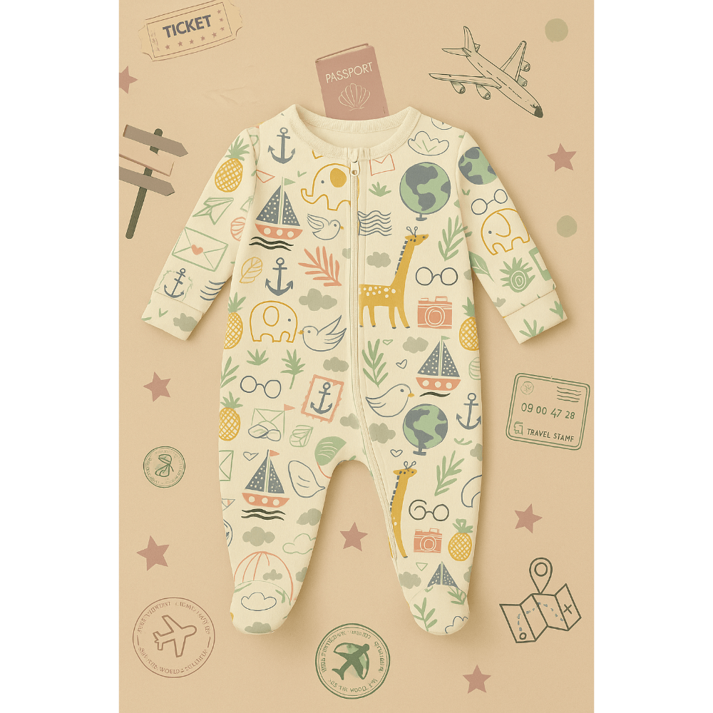 Furr Balls Little Globe Trotter Full Sleeves Bodysuit