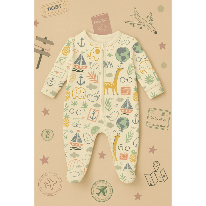 Furr Balls Little Globe Trotter Full Sleeves Bodysuit