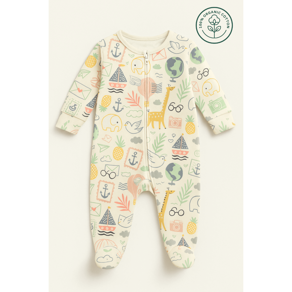 Furr Balls Little Globe Trotter Full Sleeves Bodysuit