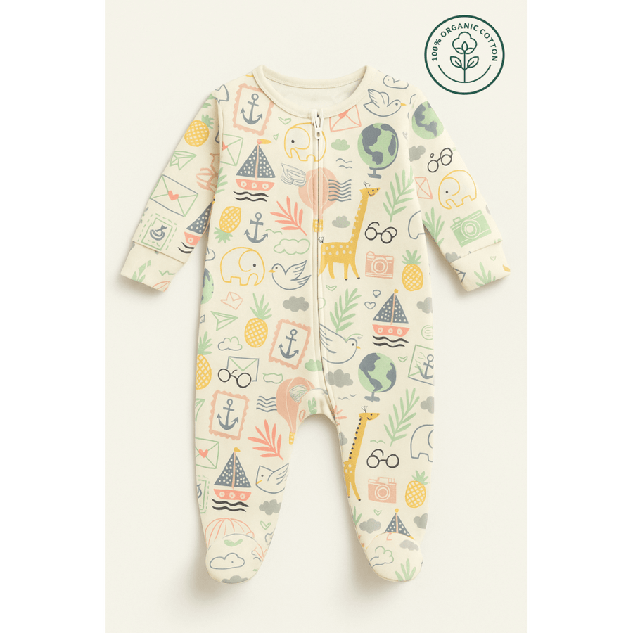 Furr Balls Little Globe Trotter Full Sleeves Bodysuit